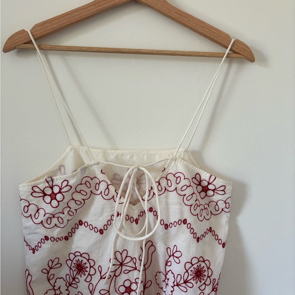 BNWT Zara White Dress with Red Embroidery - Picture 6 of 7